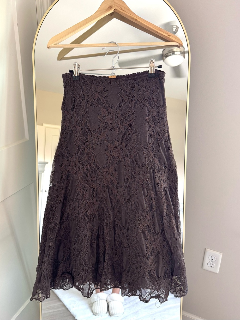 Amber Sky Brown Lace Midi Skirt